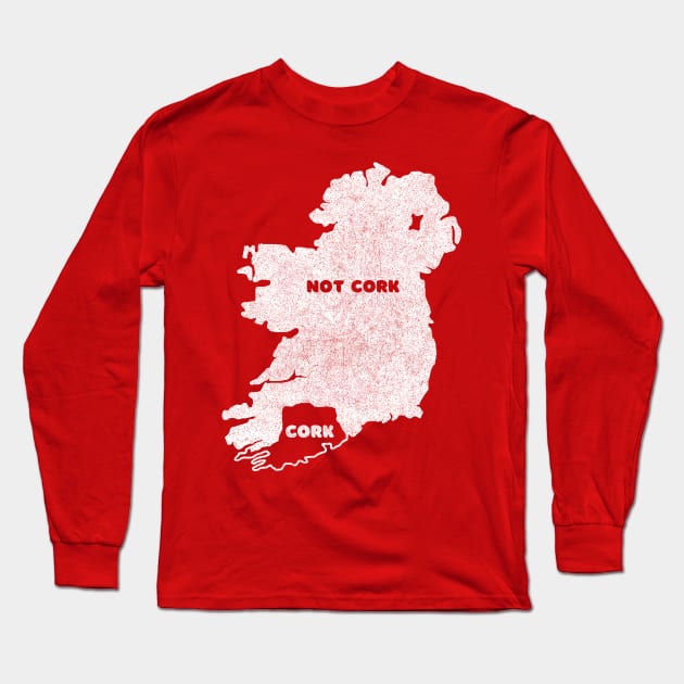 Cork / Not Cork Rebel County Faded Style Retro Design Long Sleeve T-Shirt by feck!